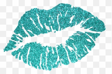 Lips Kiss Blue Glitter Love Makeup - Transparent Background Lipstick Clipart Emoji