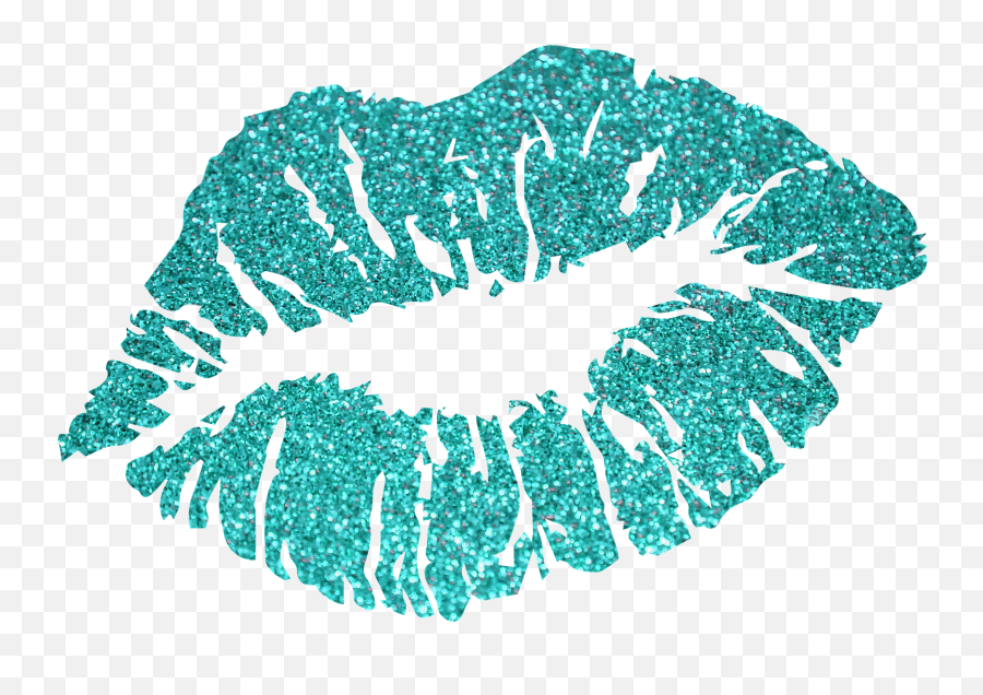 Lips Kiss Blue Glitter Lip Love Makeup - Transparent Background Lipstick Clipart Emoji,Kiss Emoji Makeup