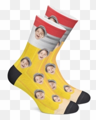 Custom Back To School Pencil Socks - Chaussette Personnalisé Emoji,Emoji Socks
