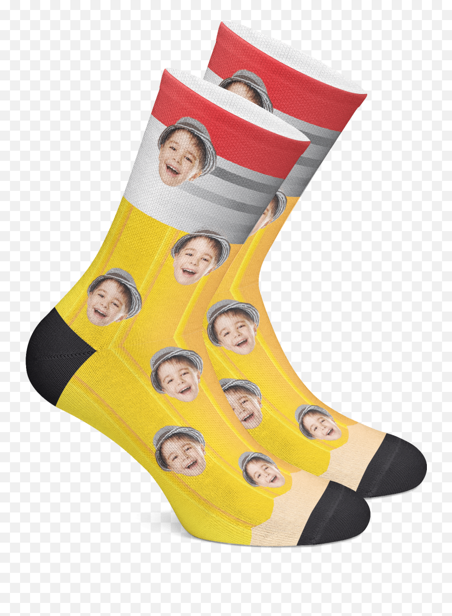 Custom Back To School Pencil Socks - Chaussette Personnalisé Emoji,Emoji Socks