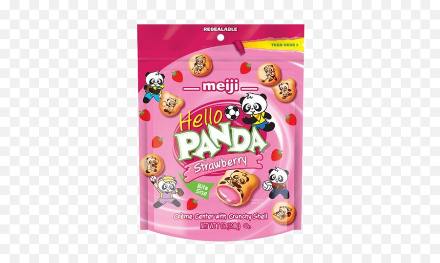 Meiji Hello Panda Strawberry Biscuits 198g - Kingdom Of Sweets Strawberry Hello Pandas Emoji,Panda Emoticon