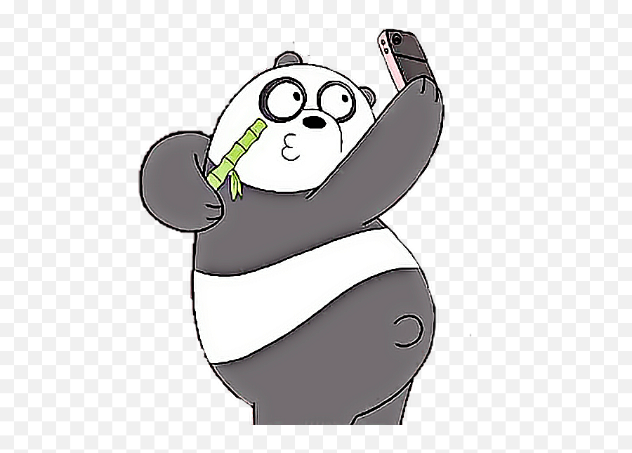 Panda Photo Phone Bamboo Green Sticker By Shady - We Bare Bears Panda Selfie Emoji,Bamboo Emoji