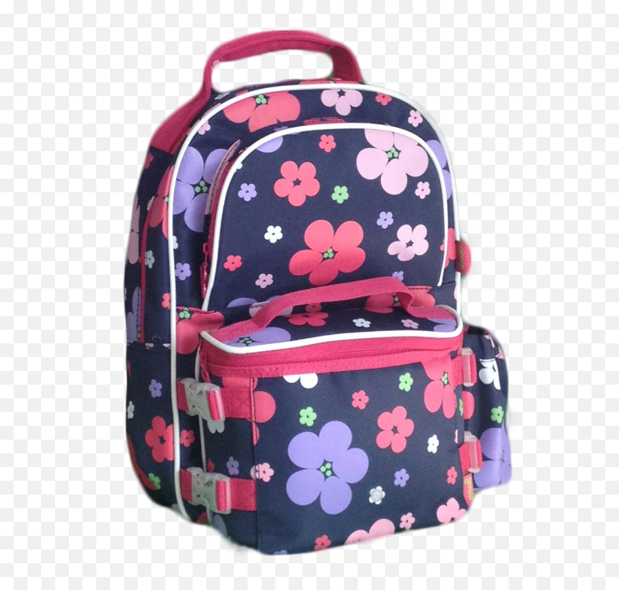 Combo In Navy Blossom - Backpack With Attached Lunchbox Emoji,Emoji Lunch Box