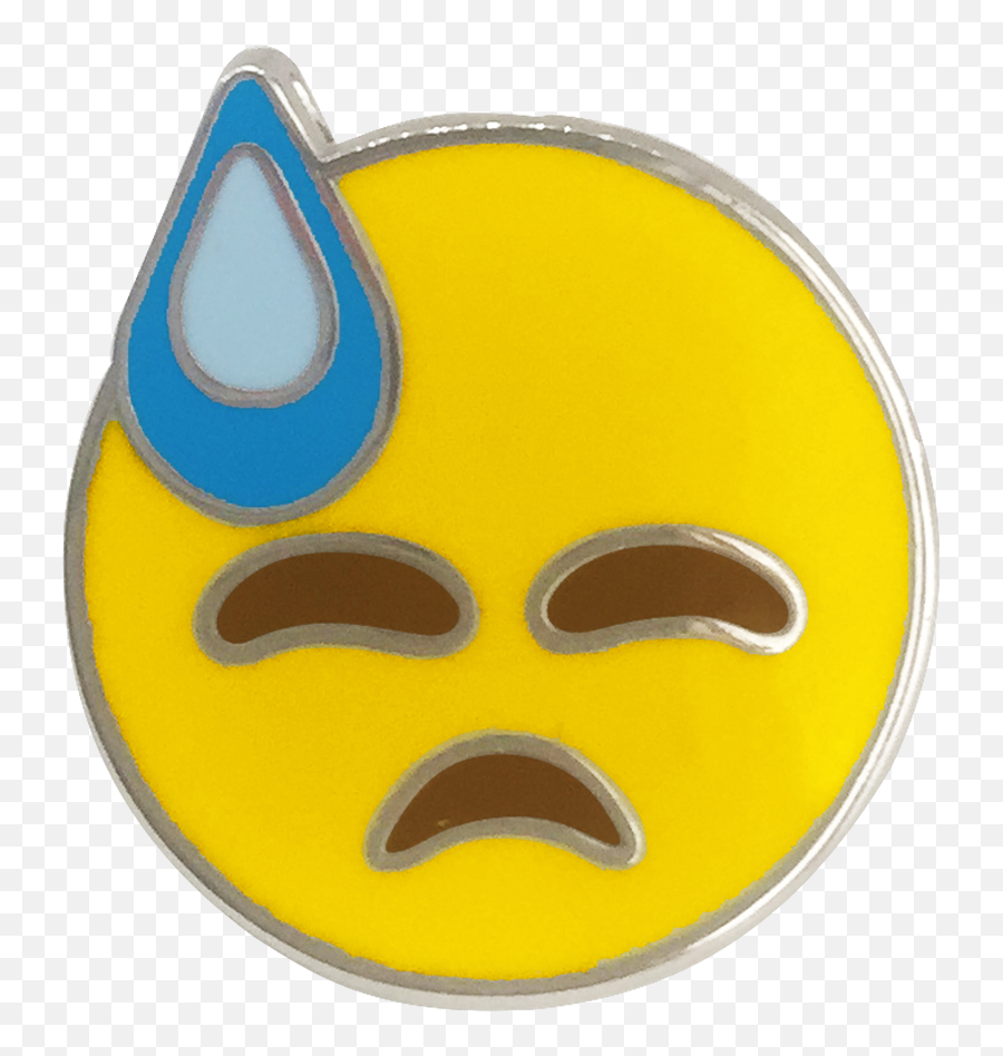 Cold Sweat Emoji Pin - Circle,Sweat Emoji