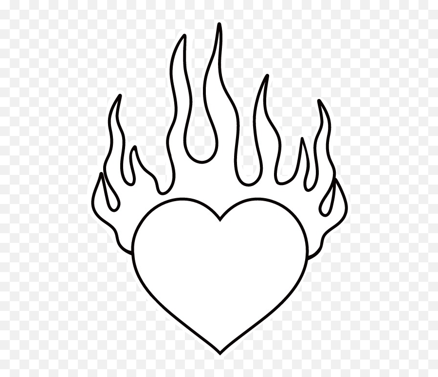 Heart Love Fire Flames Valentines Cute - Heart In Fire Cute Emoji,Fire Emoji Black And White