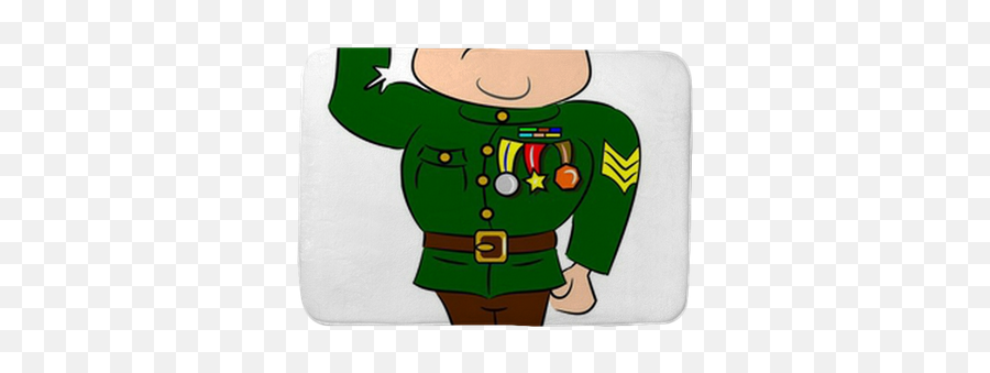 A Saluting Cartoon Soldier In Army Uniform With Medals Bath Mat U2022 Pixers - We Live To Change Soldier Cartoon Emoji,Saluting Emoji