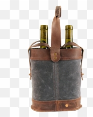 Leather Napa Double Wine Tote - Bottle Emoji