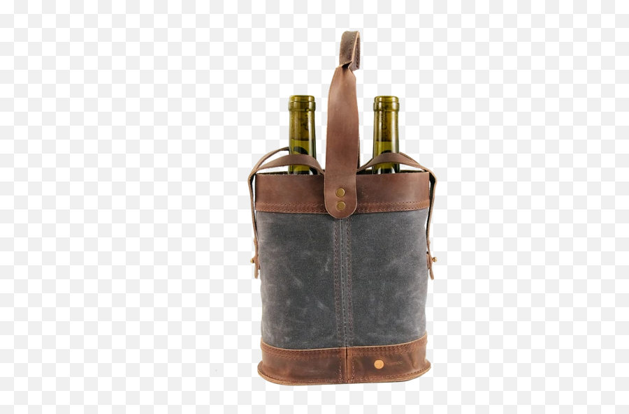 Leather Napa Double Wine Tote - Wine Bottle Emoji,Wine Drinking Emoji