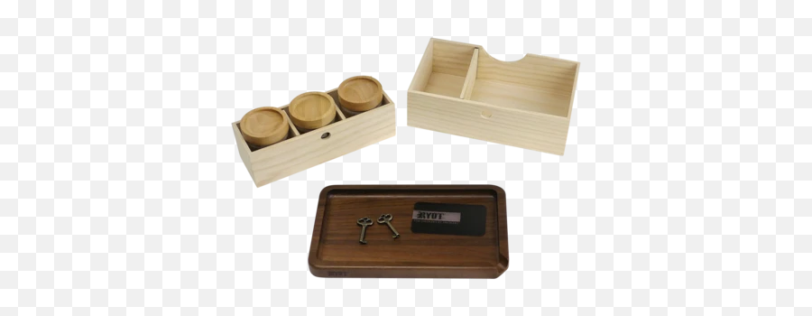 Ryot Lock - R Box With Walnut Rolling Tray And 3 Storage Jars Solid Emoji,Walnut Emoji
