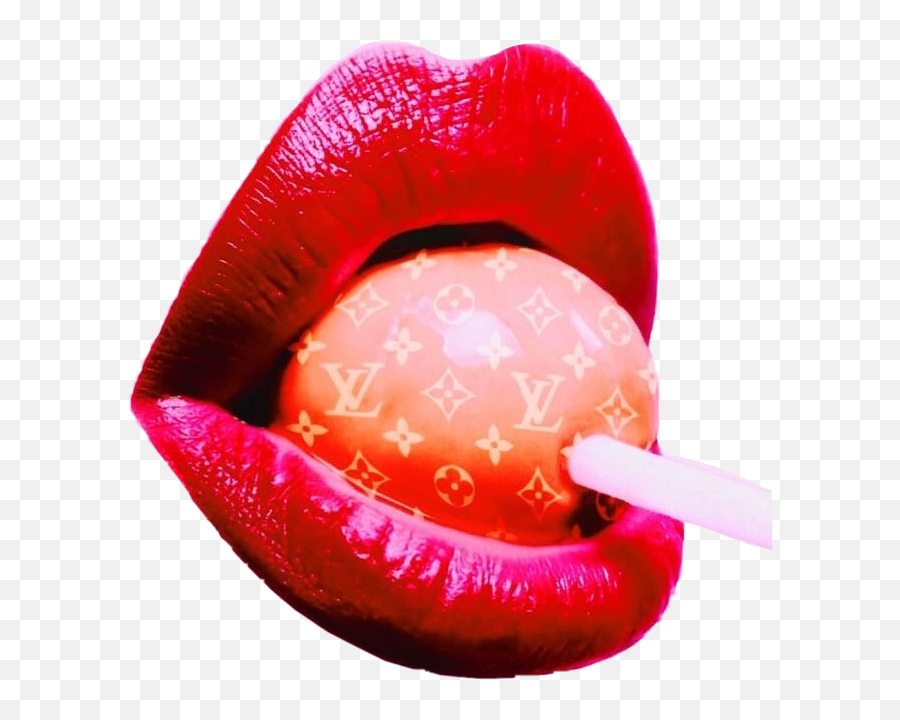 Lv Louisvuitton Lollipop Sticker - Aesthetic Lips Poster Emoji,Emoji Lollipop Lips