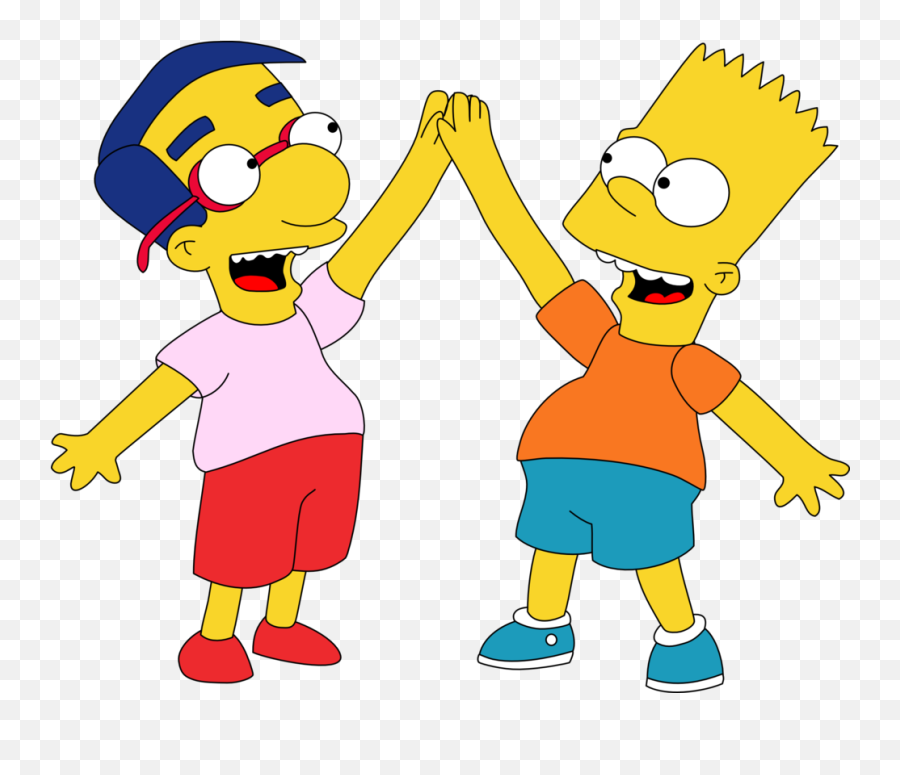 Hi Clipart Hi 5 Picture - Bart Simpson And Milhouse Emoji,Hi 5 Emoji