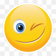 Cute Wink Emoji Sticker - Smiley