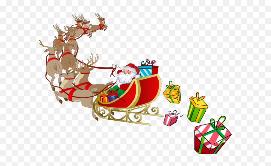 Santa Claus Reindeer Sled Clip Art - Christmas Santa Sleigh Clipart Emoji,Santa Sleigh Emoji