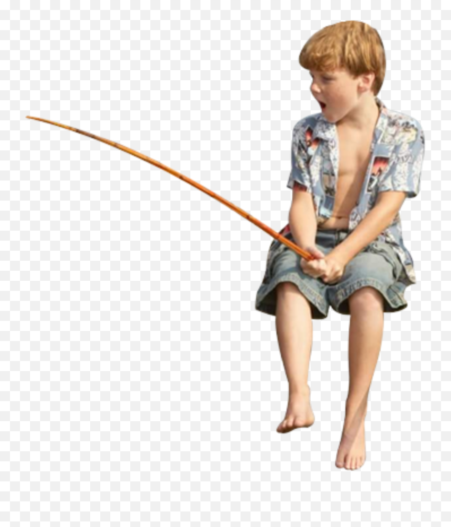 Fishing Boy Fish Freetoedit - Boy Sitting Fishing Png Emoji,Boy Fishing Pole Fish Emoji