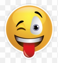 Png Smiley Face With Tongue Stick - Husband Wife Jokes English Emoji,Sticks Tongue Out Emoticon