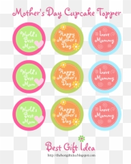 Mothers Day Cake Toppers - Printable Cupcake Emoji