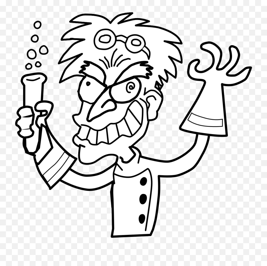 Mad Scientist Bw - Drawing Of A Mad Scientist Emoji,Mad Scientist Emoji