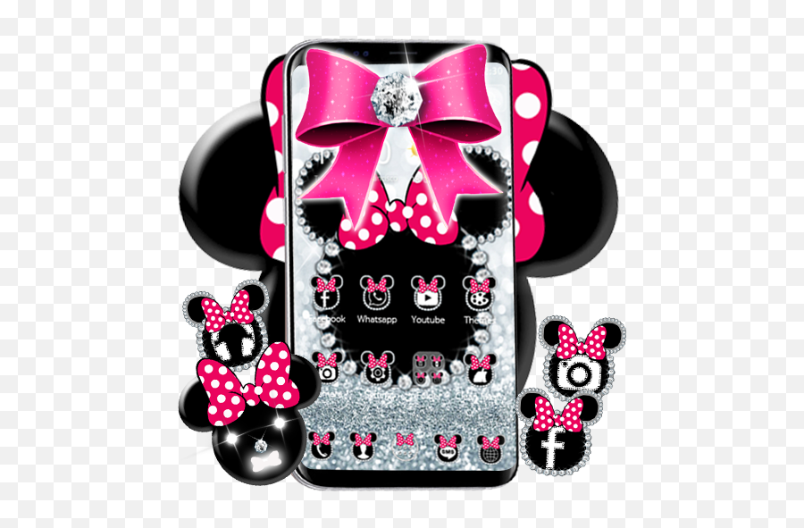 Cute Minny Pink Bow Silver Diamond Theme U2013 Applications Sur - Girly Emoji,Minion Emoji Keyboard