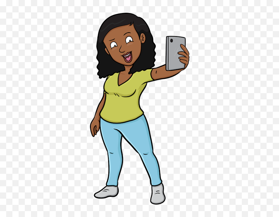 Black Girl Edition - Selfie Cartoon Taking Selfie Clipart Emoji,Black Girl Emoji App