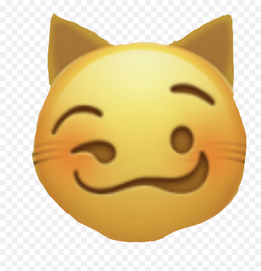 Emoji Sticker Cat Yellow Blush Whiskers Nervous Wink - Cowboy Emoji Meme,Blush Face Emoji