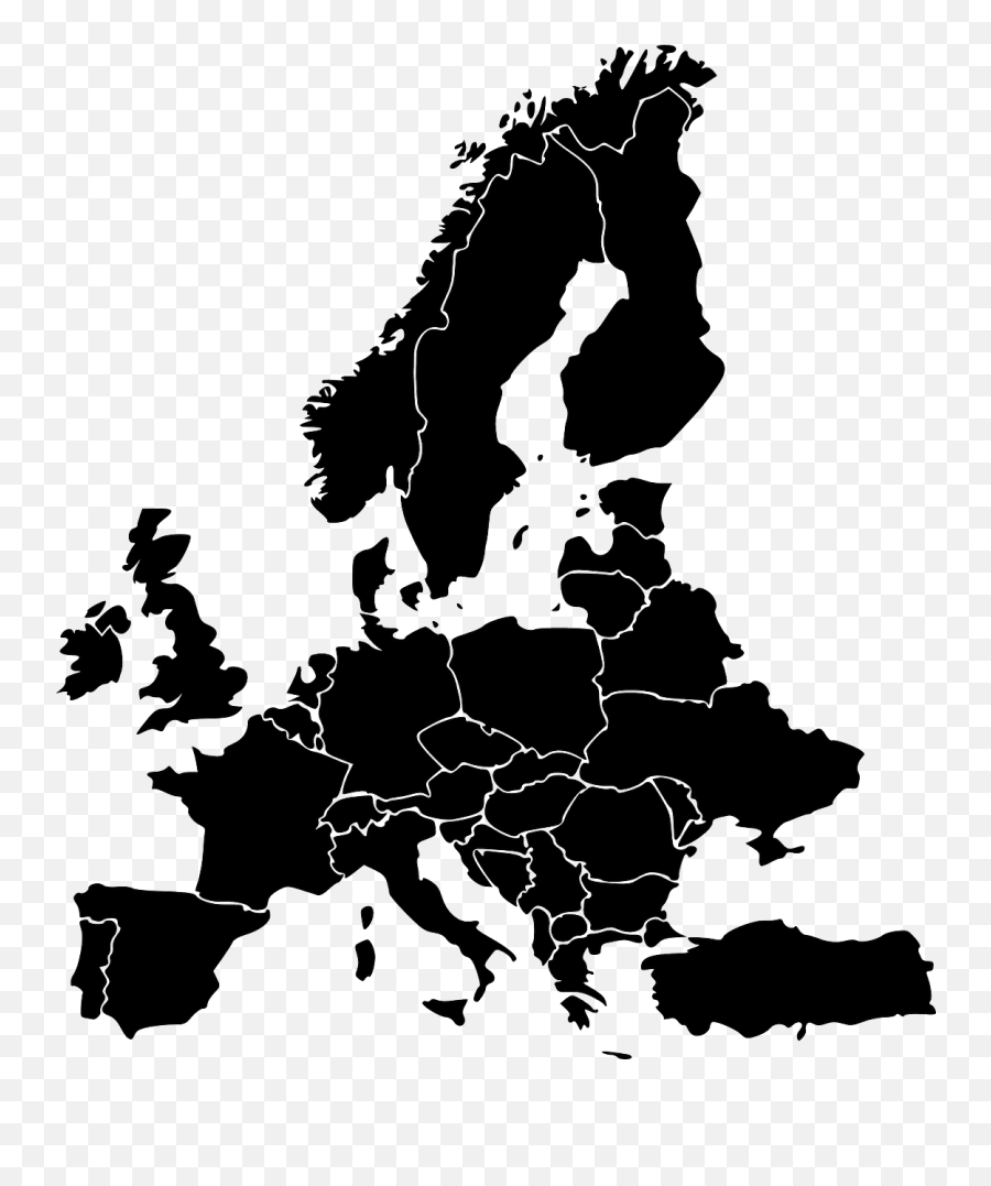 Europe Map Countries Silhouette Free Vector Graphics - Europe Map Clip Art Emoji,Iceland Flag Emoji
