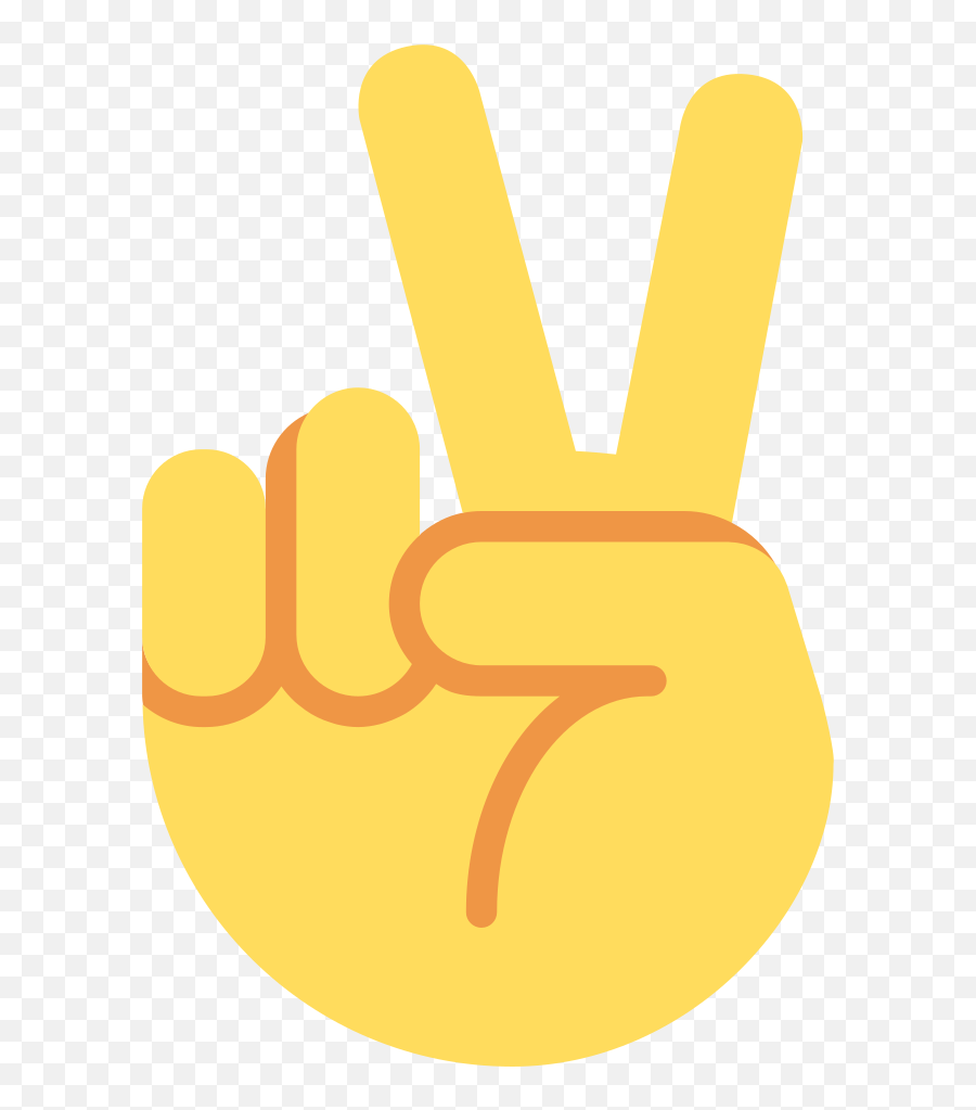 Twemoji2 270c - Middle Dinger Yellow Background Emoji,:v Emoji