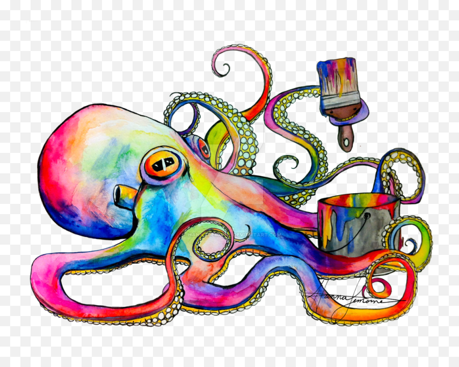 Love Of Octopuses By Jadasartvision - Psychedelic Png Emoji,Octopus Emoticon