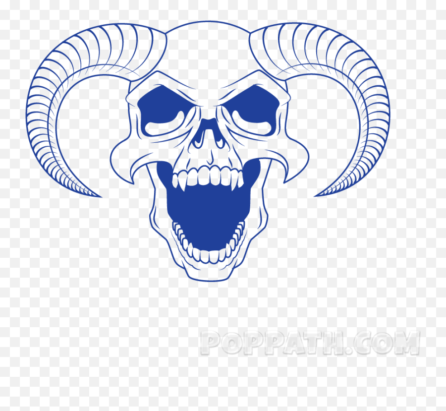 How To Draw A Devil Skull U2013 Pop Path - Skull With Horns Hd Png Emoji,Satan Emoji