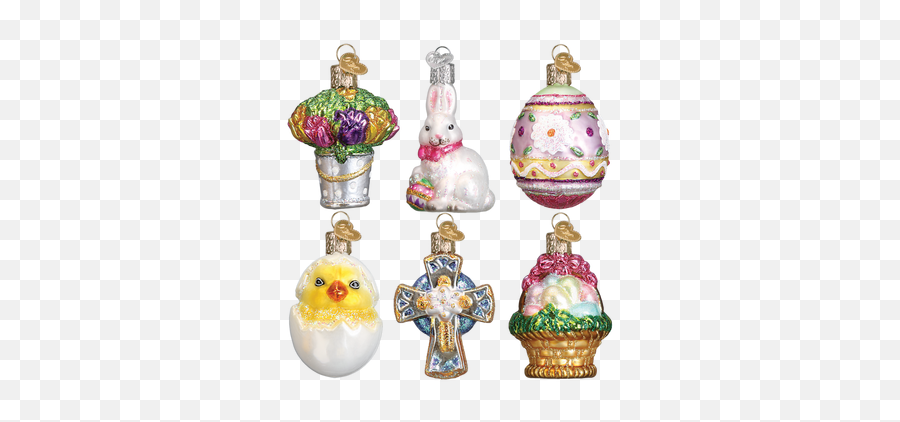 Mini Emoji 6 Pc Set Glass Ornament By Old World Christmas - Old World Christmas Easter,Emoji Ornaments