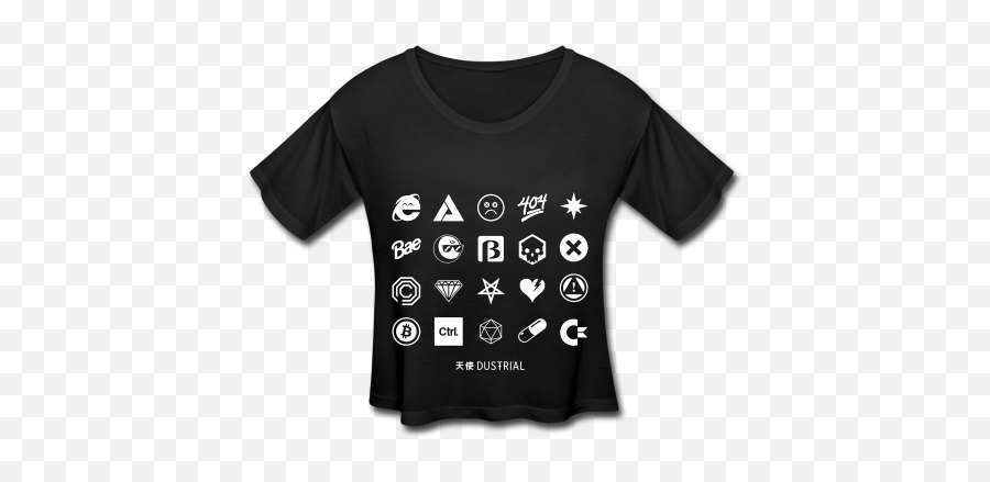 Emoji Dustrial Black Crop Top 2190 - Active Shirt,Goth Emoji