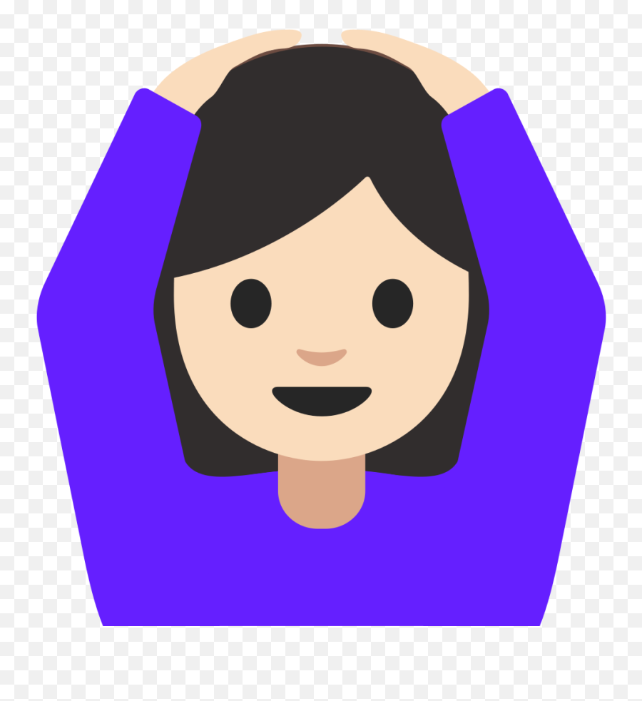 Emoji U1f646 1f3fb - Emoji Black Hair Girl,Light Skin Emoji
