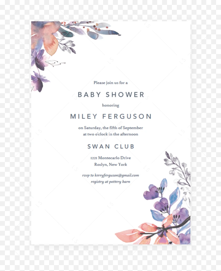 Purple Floral Baby Shower Invite Diy Template Download - Purple Floral Invitations Templates Emoji,Violet Flower Emoji