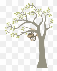 Vinilo decorativo mono en árbol - Tree Mural Emoji