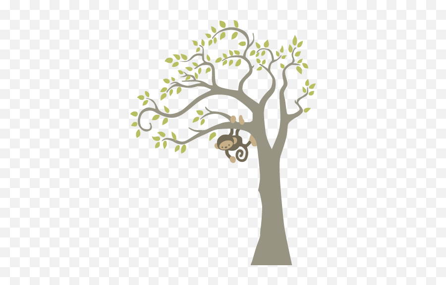 Vinilo Decorativo Mono En Árbol - Tree Mural Emoji,Emoji De Changuito