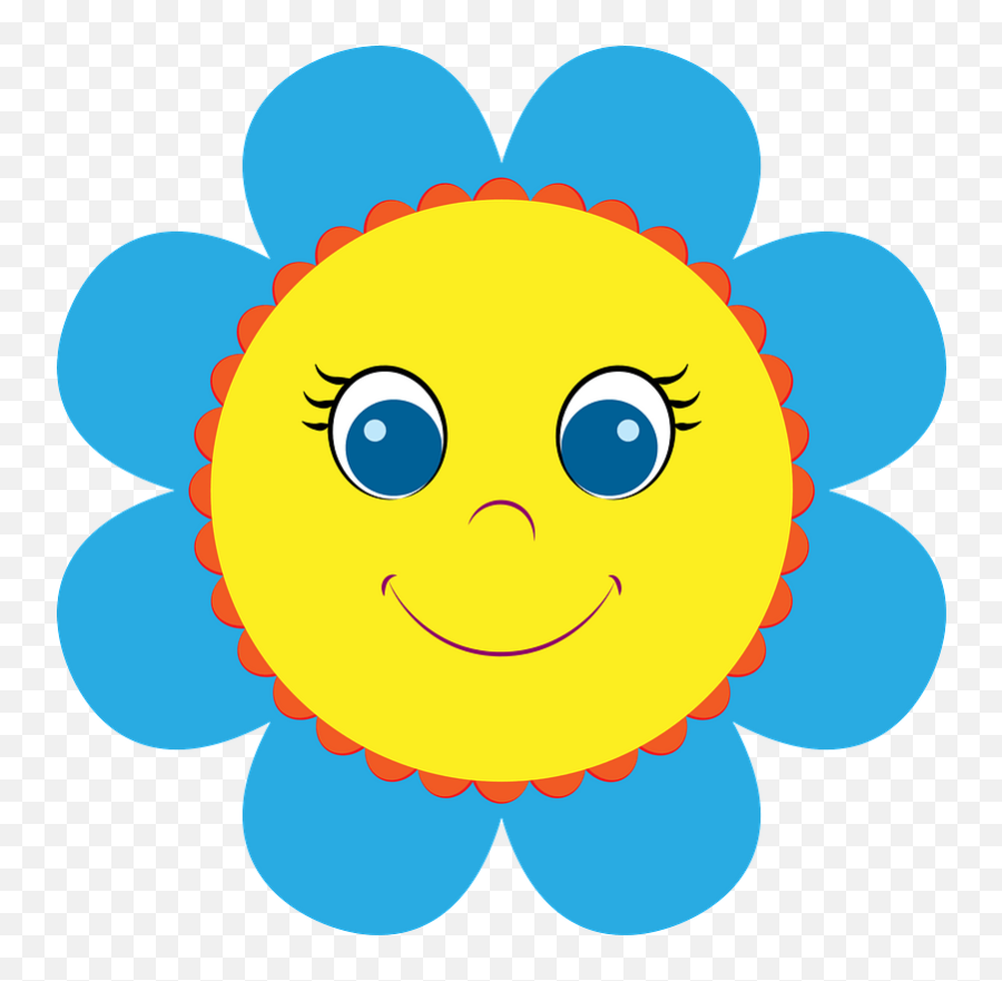 Flower Face Clipart - Clipart Cartoon Flower With Face Emoji,Flower Emoticon