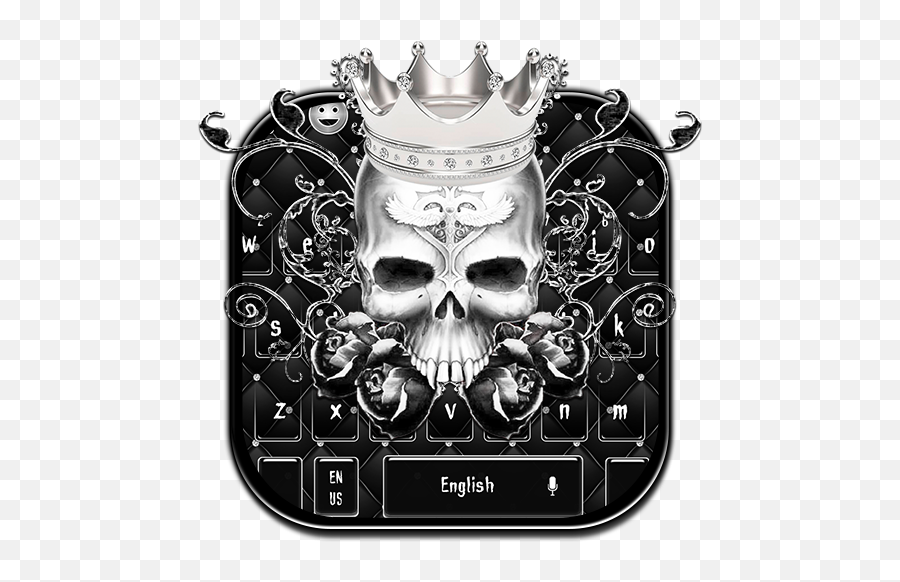 Amazoncom Black King Rose Skull Keyboard Theme Appstore - Solid Emoji,Skull Emoji Transparent