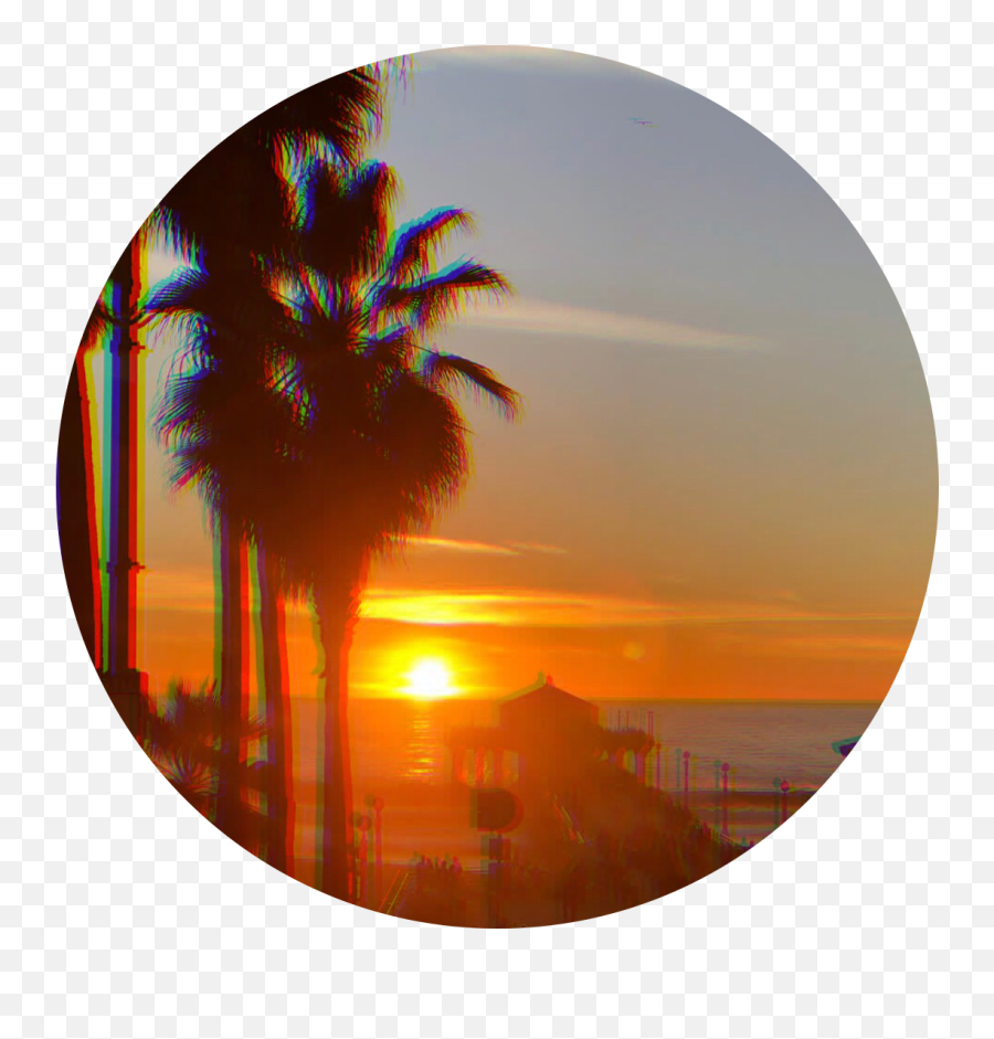 Beach Sunset Background Circle Sticker By Dex - Transparent Beach Sunset Png Emoji,Beach Sunset Emoji
