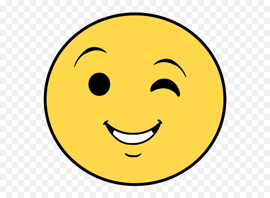 How To Draw A Wink Emoji - Smiley Face,Emoji Wink