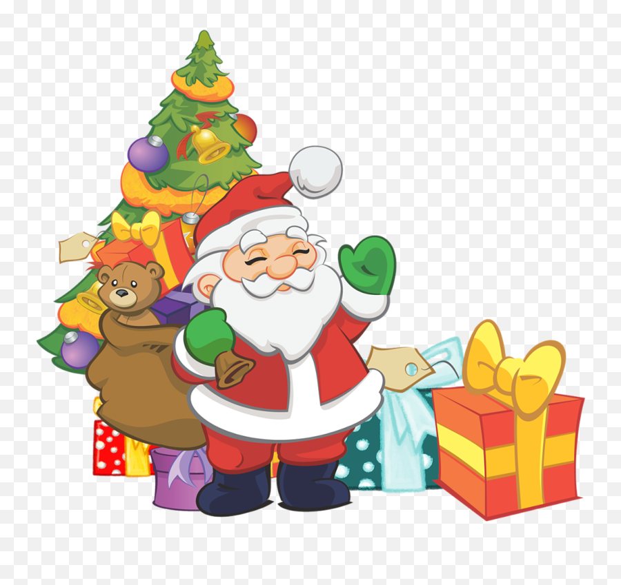Christmas Tree Bag Santa Xmas - Clip Art Santa And Christmas Tree Emoji,Merry Xmas Emoji