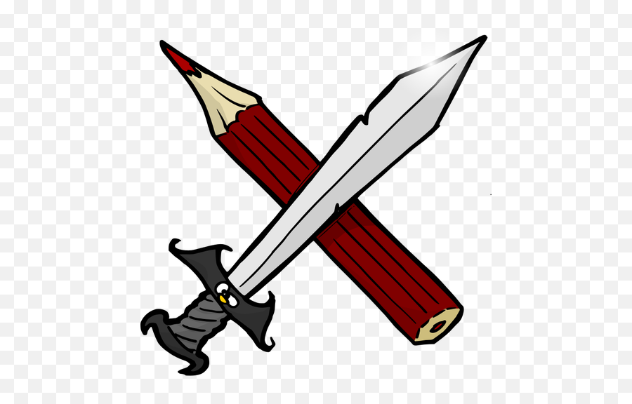 Sword And Pencil Vector Drawing - Sword And Pencil Emoji,Crossed Swords Emoji