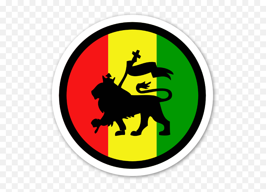 Rasta Lion Round Sticker Rasta Lion Rasta Art Reggae Art - Rasta Lion Emoji,Jamaican Flag Emoji