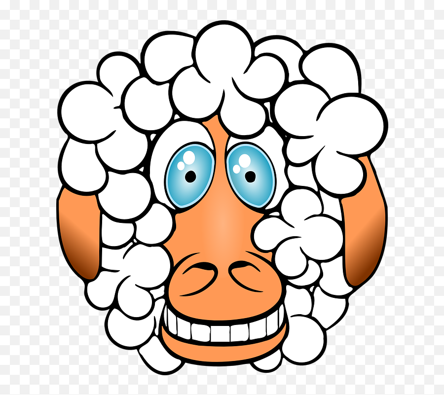 Sheep Crazy Grinning - Funny Cartoon Sheep Head Emoji,Grinning Emoji