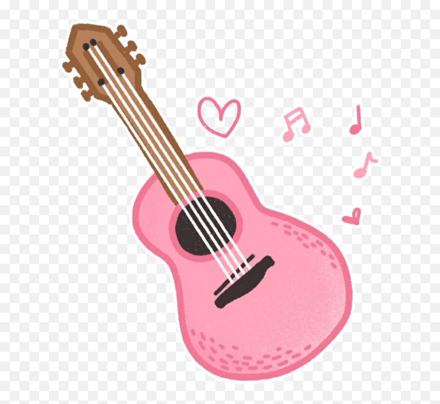 Ukulele Guitar Pink Kawaii Cute - Cute Guitar Clipart Emoji,Ukulele Emoji