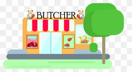 Butcher Shop Meat Free Illustrations - Butcher Shop Cartoon Png Emoji,Pig Knife Emoji