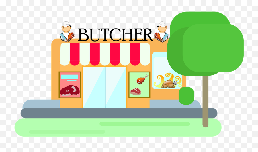 Butcher Shop Meat Free Illustrations - Butcher Shop Cartoon Png Emoji,Pig Knife Emoji