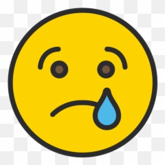 Crying Face Emoji Icon Of Colored Outline Style - Smiley