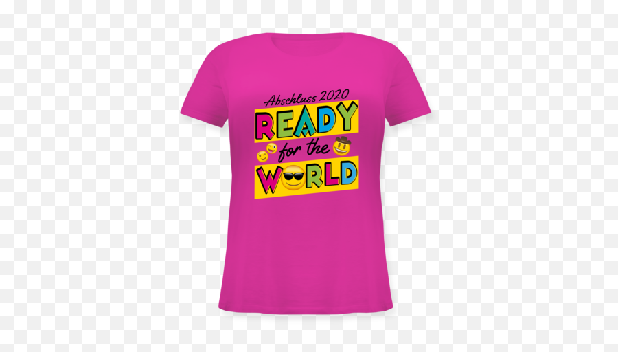 Abi U0026 Abschluss Emoticon Abschluss 2020 Ready For The World Bunt Damen Große Größen Shirt Rundhals Fuchsia Xl 5052 - Active Shirt Emoji,Emoticons Tshirt