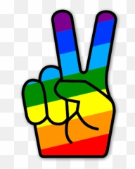 Peace Sign Fingers Clipart - Rainbow Peace Sign Hand Emoji,V Sign Emoji