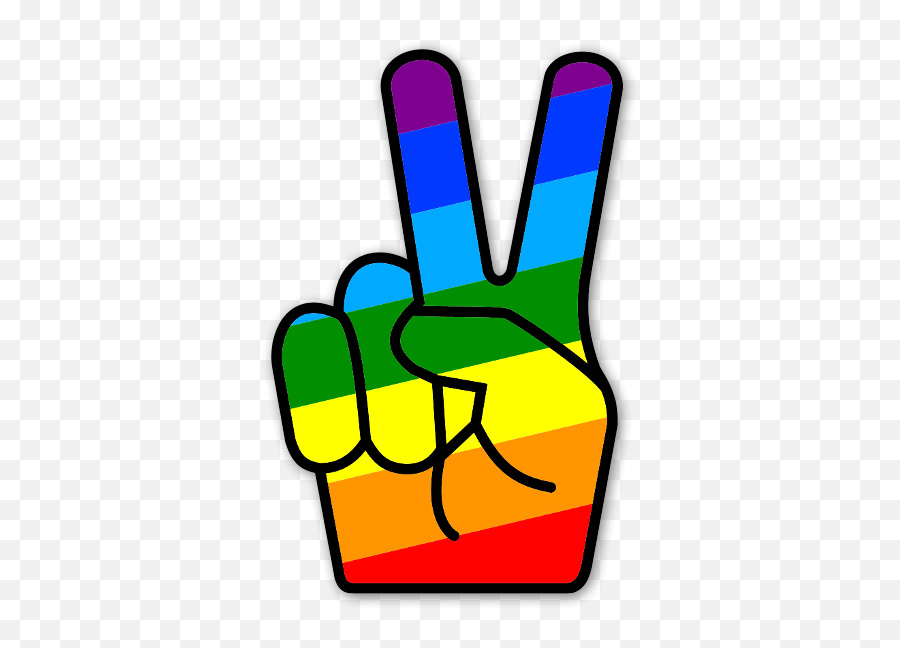 Peace Sign Fingers Clipart - Rainbow Peace Sign Hand Emoji,V Sign Emoji