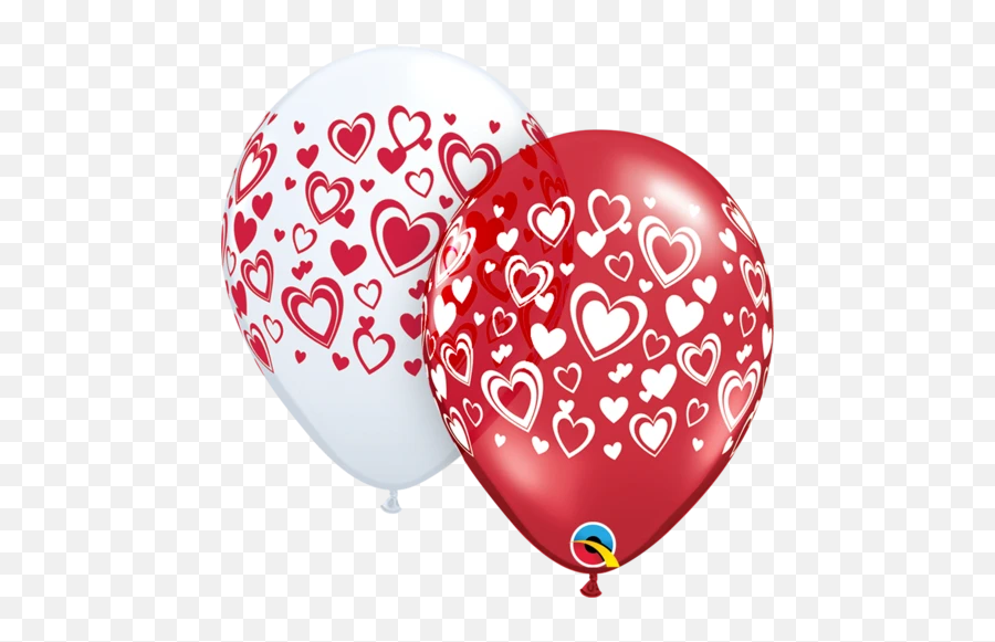 Balloons - Latex Red Balloons With White Hearts Emoji,Red Balloon Emoji
